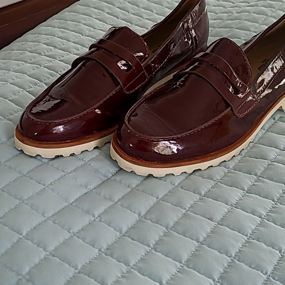 Karl Lagerfeld Paris Bordeaux Leather Loafers
